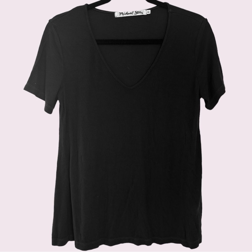 Michael stars 2x1 ribbed vneck